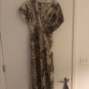 Snake print maxi dress with slit